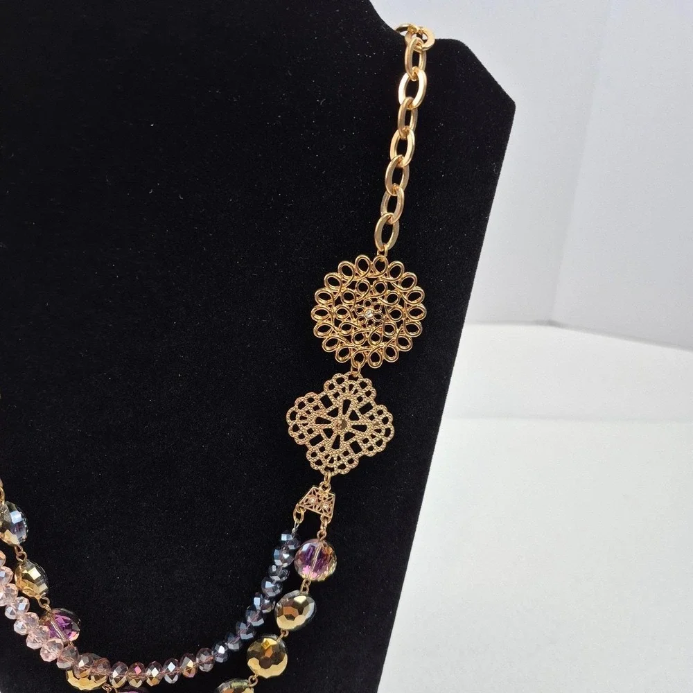 Vtg Gold Tone Filigree Necklace 28-31